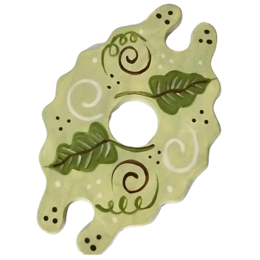 Hand painted/glazed wine bottle + 2 wine glasses holder